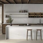 Isla y cocina moderna de cuarzo Silestone Ethereal Dusk