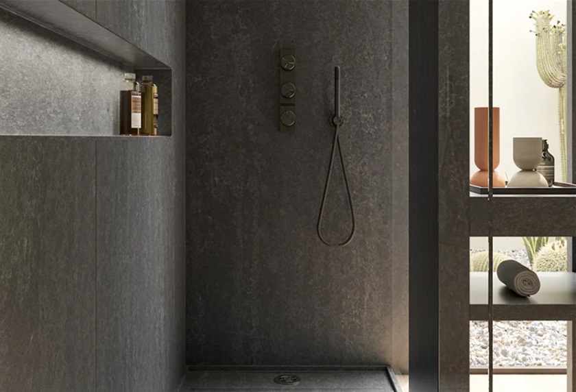 cuarzo gris Silestone RAW G en un baño